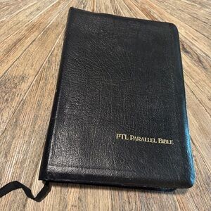 Large leatherbound gold gild Bible Parallel large print King James Living Bible